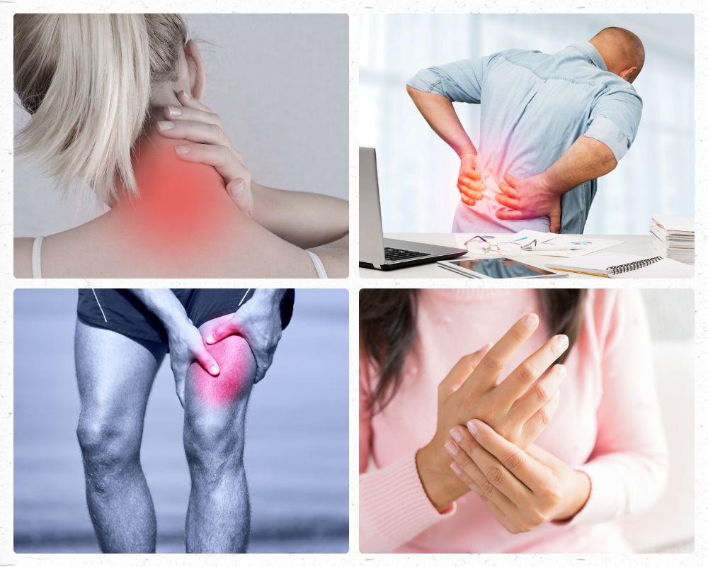 Pain Relief Discomfort Lotion collage